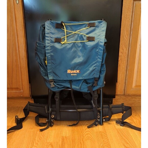 ROKK Nomad Backpack External Aluminum Frame Camping Hiking Green - Picture 2 of 12